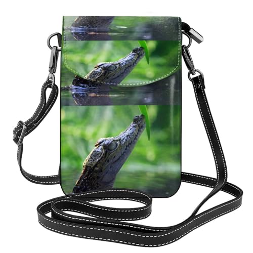Petit sac bandoulière crocodile et porte-téléphone en cuir PU pour femme