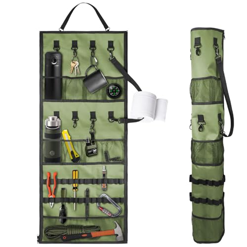 Jorzer Organizador Colgante Camping, Organizador de Carpa compacta y Ligera Impermeable para Acampar con 8 Ganchos y 8 Bolsillos de Malla se Adapta a Carpas, vehículos recreativos árboles.