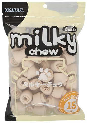 Image of Dogaholic Milky Chew Dog Treats Real Chicken and Milk Protein Rich Dog Snacks Healthy Chewy Dog Treats for Puppies & Adult Dogs Calcium Rich Training Reward Treats (Pack of 1, Bone Style)