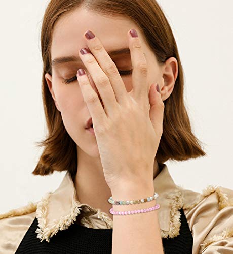 Casdan 10 Pcs 4Mm Mini Semi Precious Gemstone Energy Bracelets For Women Tiny Bracelet Stone Statement Bracelet Charm Beaded Couples Bracelets #TOP1