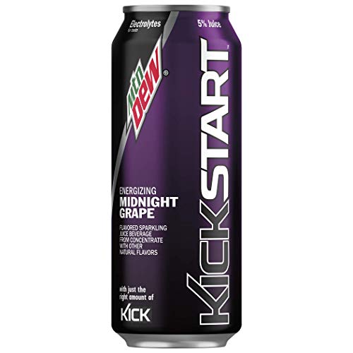 Mountain Dew Kickstart, Midnight Grape, 16 Fl Oz (12 Count)