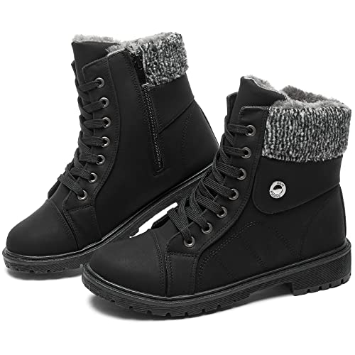 FRACORA Women's Warm Waterproof Combat Boots
