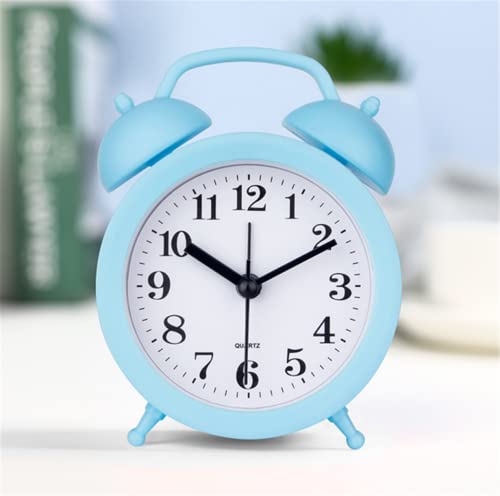 Txy Kids Alarm Clock Double Bell Clock Classic Home Cute Battery Operated Analog Mini Round Bedside Desk Alarm Clock Kid Gifts Children's Student Alarm Clock Home Decoration (Blue) #TOP5