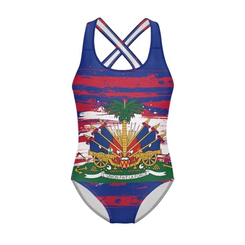 Image of Kid One Piece Swimsuit with Cross Back Girls Summer Sleeveles Swimwear for 5-14 Years