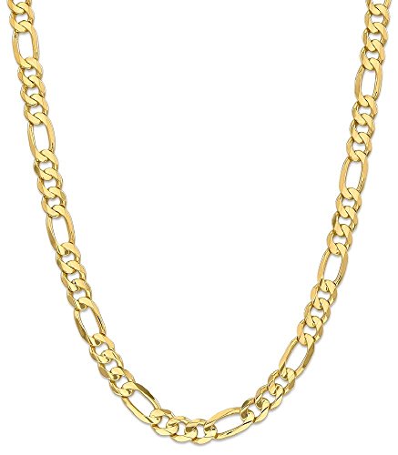 14k Yellow Gold 8.75mm Concave Figaro Cuban Link Chain Necklace 24 Inch Pendant Charm Fine Jewelry For Women Gifts For Her 14k Yellow Gold 8.75mm Concave Figaro Cuban Link Chain Necklace 24 Inch Pendant Charm Fine Jewelry For Women Gifts For Her - Image 10