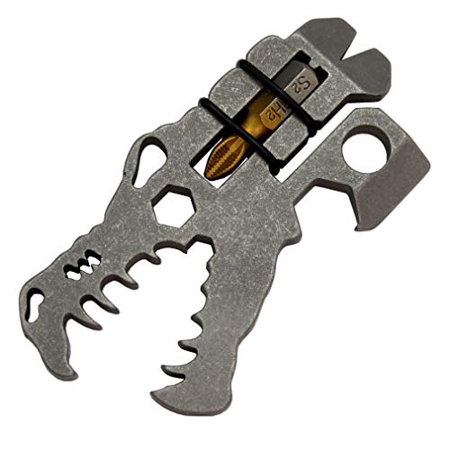 Canku C1122 EDC Titanium Multitool Pocket Multitool, Dinosaur Skull Shape Multifun Tool for Outdoors Camping (Silver)