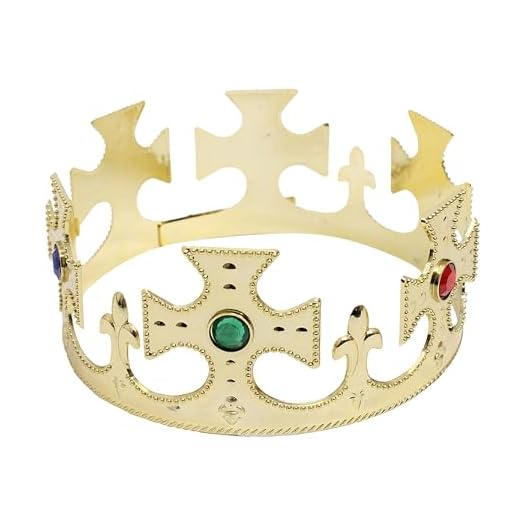 Couronne du roi - Couronne dorée décorée de bijoux bleus, verts et rouges - Accessoire de déguisement pour fête du roi