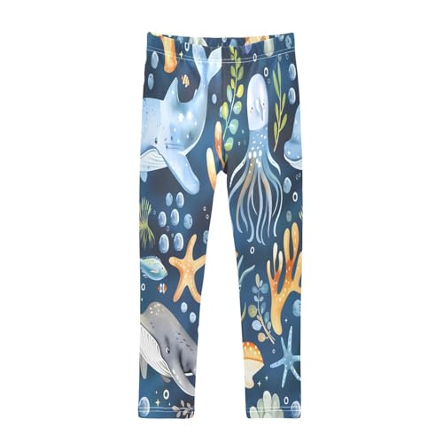 Bolaz Toddler Girls Leggings Printed Yoga Pants Leggings Watercolor Sea World for Kids