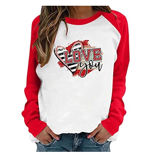 MEJI Sweatshirt dam, långärmad tröja damer lång skjorta damer mode alla hjärtans dag kärlek tryckt axel slits långärmad tröja