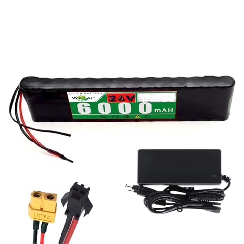 WILLQ Batería de Iones de Litio 7S2P de 29,4 V y 6000 mAh, batería de Repuesto de PVC de 24 V y 6 Ah para patinetes eléctricos/Bicicletas Plegables con Motor y Conector.,24v6ah,SM+XT60