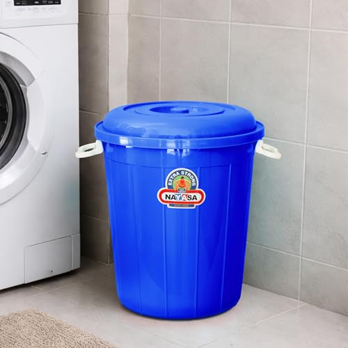 Image of Nayasa Bucket 32 with Lid- 30 Ltrs, Plastic Water Storage Bucket| Unbreakable Multipurpose Storage, Blue
