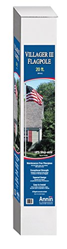 Annin Flagmakers American Flag White Gel-Coat Fiberglass Pole, Villager III Kit, 20 Feet (Model 395)