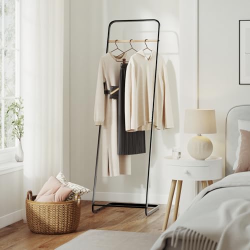WOLTU Kleiderständer für Schlafzimmer Garderobenständer Metall Kleiderstange für Mäntel, Schwarz 40x40x140 cm (BxTxH)