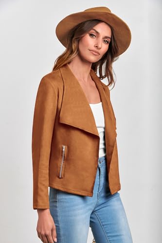 PRETTYGARDEN Women's Faux Suede Jackets 2025 Fashion Fall Clothes Long Sleeve Open Front Cropped Coat Outwear3