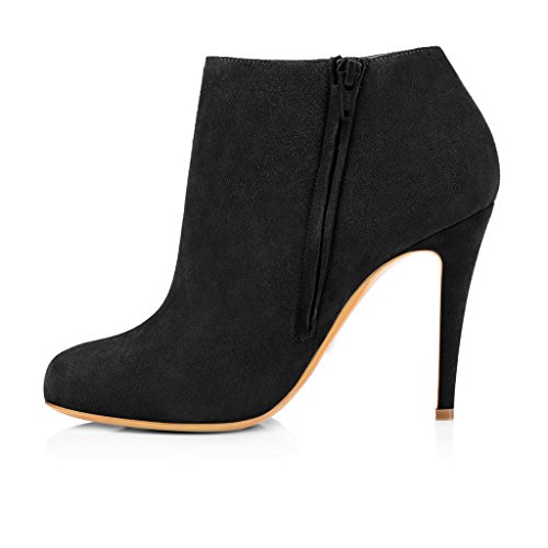 FSJ Women Fashion Almond Toe Boots Stiletto High Heels Ankle Booties Comfy Shoes Side Zipper US Size 4-15 US4