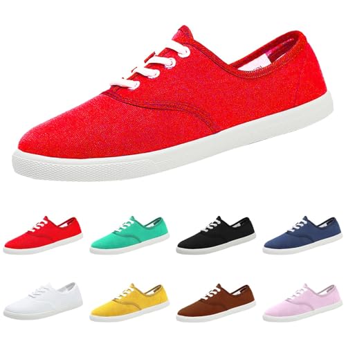 Scarpe in tela da donna, piatte, leggere, da corsa, da corsa, da campo, in tela, morbide, in tinta unita, per il rientro a scuola, attività all'aperto, corsa, passeggiate, pendolarismo, palestre