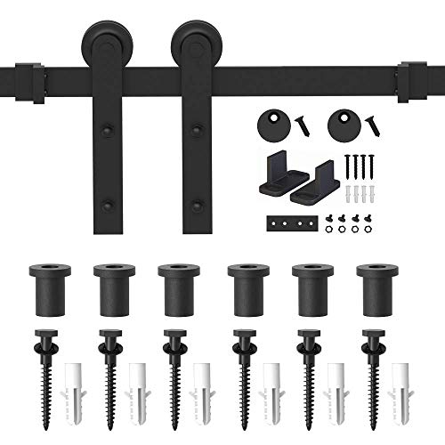 WINSOON 274CM Schiebetürbeschlag Set Einzeltür Schiebetürsystem für Innentüren und Wandschränke Robust Schiebetür Laufschienen, Reibungslos und Leise