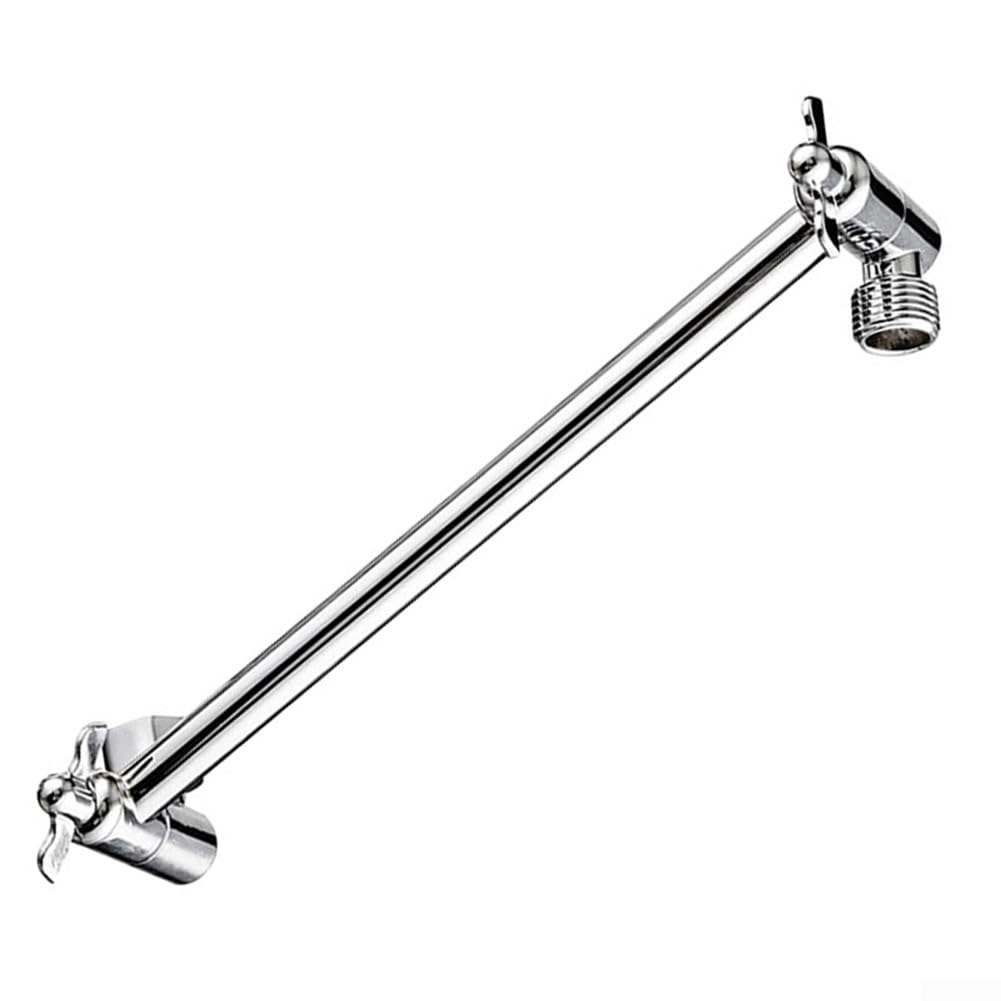 Adjustable Shower Arm Extension, Solid Brass Shower Riser, 11 Inch Shower Head Extender with Swivel Joint, Anti Leak Shower Pipe, Chrome Finish Bathroom Fitting for Overhead Rain(Silver)