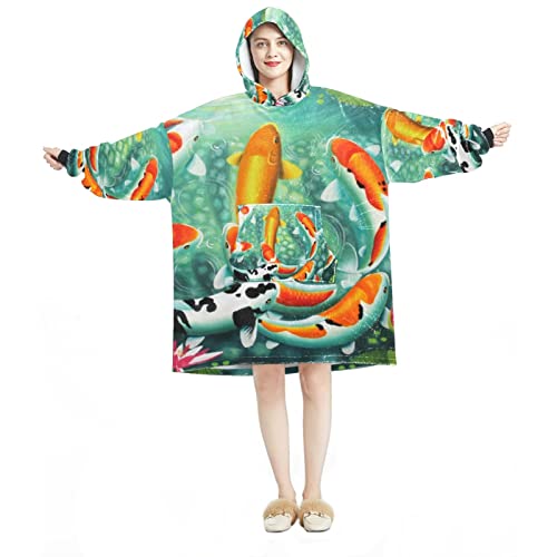 Sweat carpe koï surdimensionné en flanelle sherpa pour adulte