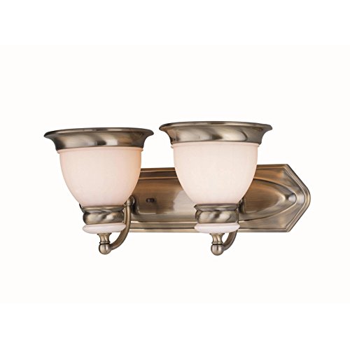 Lite Source LS-16422PS/FRO Carter 2-Lite Vanity Wall Lamp, Polished Steel with Frosted Glass Shade