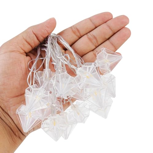 Image of Lexton Fairy 14 Diamond Shape LED String Light | 14 LED, Plug Sourced, 4 Meter Long | Suitable for Diwali, Birthday, Festival, Wedding, Party, Patio, Lawn, Restaurants (Pack of 1, Warm White)