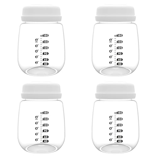 Image of 4pcs Breast Pump Collection Bottles for Spectra S2 S1 9 Plus Motif Luna Breast Pumps, 6.oz 180ml Reusable Wide Neck Bottles with Collar and Sealing Disc, Replace for Spectra Bottle