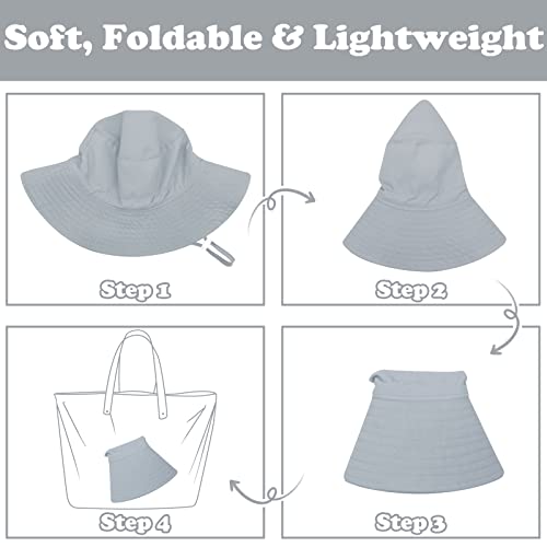 Image of Sarfel Baby Sun Hat Summer Baby Boy Hats UPF 50+ Sun Protection Toddler Hat Bucket for Baby Girl Adjustable Kid Cap, Gray, 0-6 Months