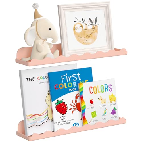 Lifewit Estantería Infantil 2 Rosa Paquetes, estantes flotantes de 15" (38 cm), para almacenar Libros y Juguetes en dormitorios o para decoración de salón