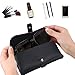 Glasses storage bag Travel sunglasses myopia glasses storage bag Fashion leather storage bag (Black)