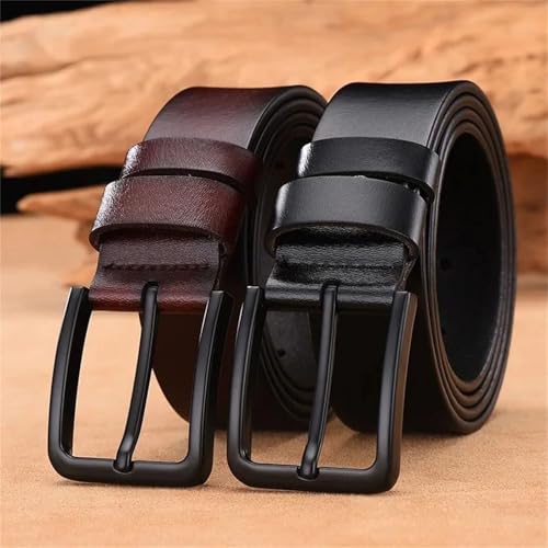 Men's Genuine Leather Belt with Pin Buckle Stylish Cowhide Strap for Jeans Soft and Durable Waist Accessory2