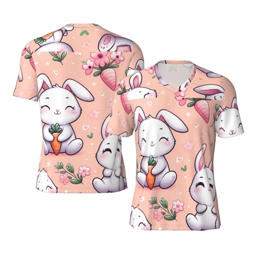 Stylish Athletic Sports Jersey Flower-Rabbit-Carrot Men's Rugby Jersey Large