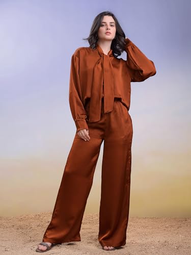Image of PURVAJA Women's Midi Satin Co-Ords