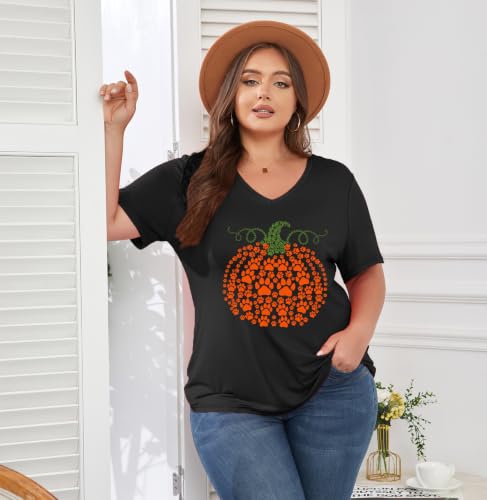 Image of ForHailey Women's Plus Size V Neck Tops Summer Short Sleeve T Shirt