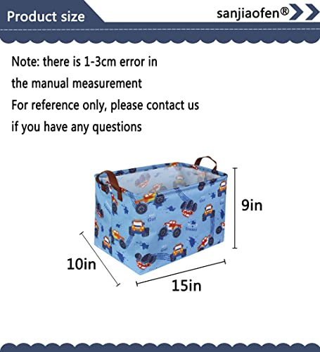 Image of Rectangular Monster Truck Basket Organizer.Kids Baskets,Boys Storage Basket with Handles.Car Bins for Kids,Books, Gifts Storage. (Monster Trucks )