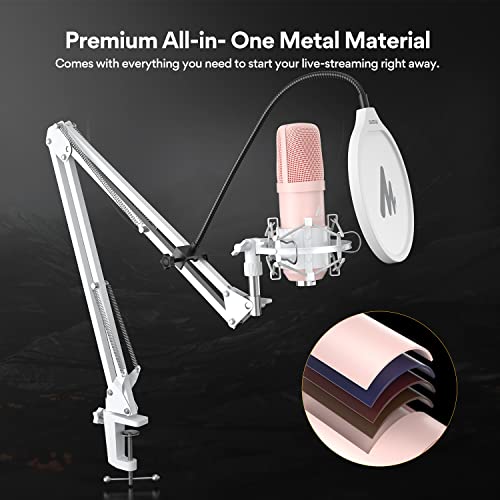 Maono Au-A04 Condenser Microphone Kit (Pink) - USB