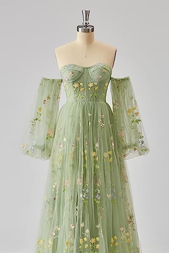 UZN Women's Puffy Sleeve Tulle Prom Dresses Tea Length Pink Flower Lace Formal Evening Gowns3