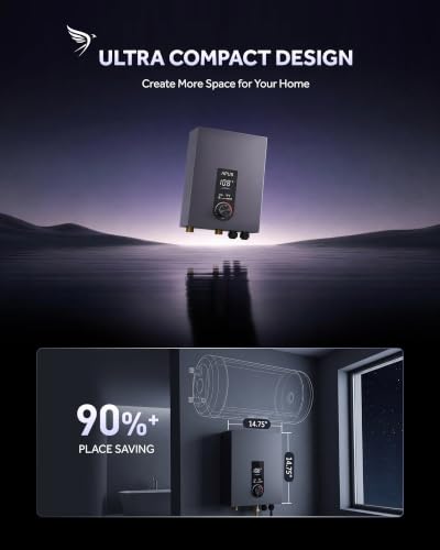 Image of APUS 18kW Tankless Water Heater Electric, 240V Instant On Demand Hot Water Heater, Up to 4.4 GPM with LED Display, Space-Saving and Energy-Saving Whole House Water Heater Design