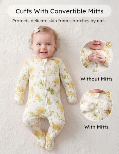 Image of Yoofoss Baby Pajamas 100% Organic Cotton Baby Sleepers for Newborn 0-3 3-6 6-9 Months Boys Girl Clothes 3pcs Footed PJs