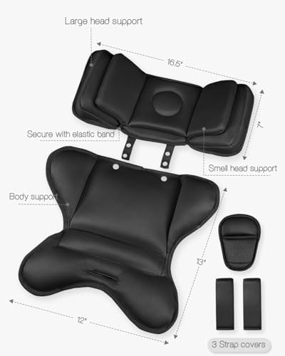 HNHUAMING Infant Car Seat Insert with 2 Headrest for Doona|Graco, Thickened Baby Car Seat Head Support for Newborn, Reveable Baby Car Seat Cushion for Side Impact Protection, Black — view 2