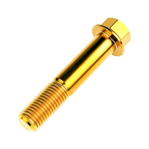 Image of Titanium Bolt Hex Small Flange Head M12x60mm Pitch 1.25, Gold | 30 35 40 45 50 55 60 65 70 75 80 85 90mm 1.25 /1.5mm Pitch Screws for Motorcycle Car Modification Pack of 4