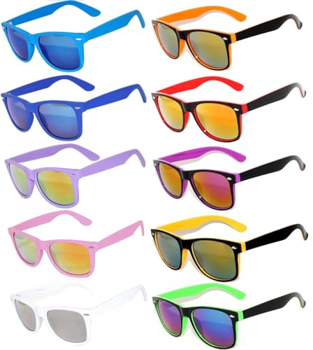 Image of OWL Retro Vintage Sunglasses Colorful Mirror Lens Matte Frame 3,5,6,10,12,14 Pairs