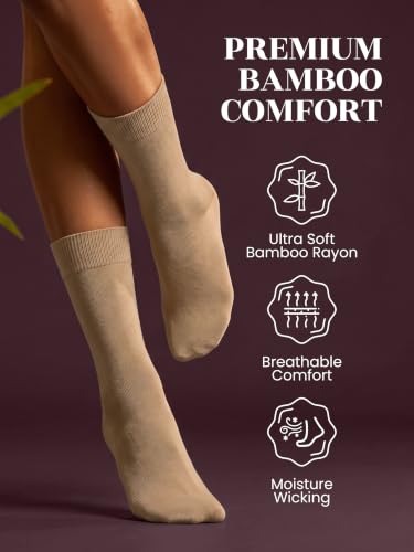 Image of Hugh Ugoli Womens Thin Soft Bamboo Dress Socks, Business, Crew, 3-6 Pairs