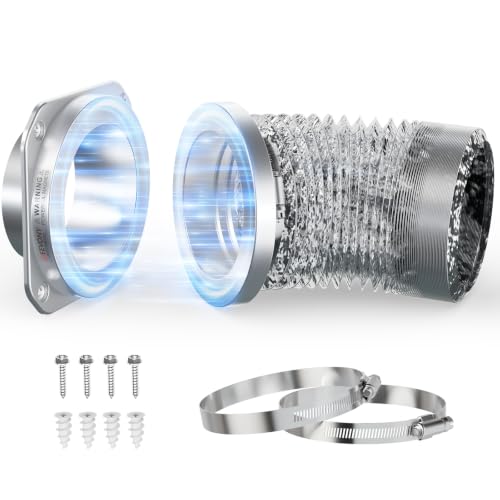 JEEVONY Magnetic Dryer Vent Coupling DV180 Airtight Seal Dryer Vent Connector Kit Easy to Clean Quick Connector Including a 2.6ft 4 Duct and two Clamps