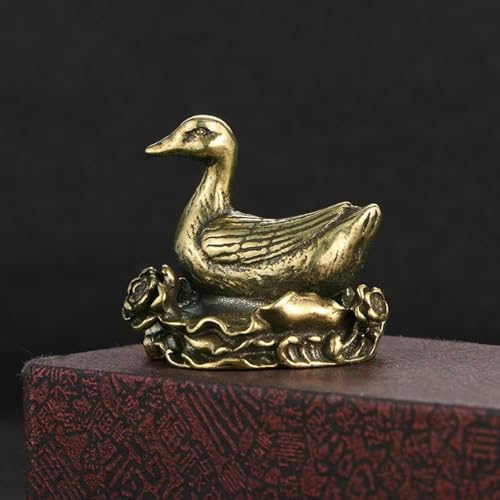 Estatua pequeña de metal de latón con forma de pato miniatura 4
