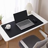 デスクマット レザーデスクパッド 厚さ2mm PU両面デスクマット 大型マウスパッド 裏面はスエード 滑り止め 防油 断熱 お手入れ簡単 オフィス/家庭/ゲーム/カスタマイズ可能な寸法（ブラック，90x30cm）