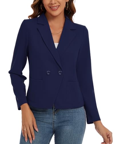 MINTLIMIT Women's Long Sleeve Blazers Button Front Notch Lapel Jacket Work Office Blazer with Pockets4
