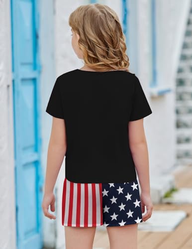 Image of Arshiner Girls July 4th American Flag T Shirts Crop Top Short Sleeve Shirt Tee