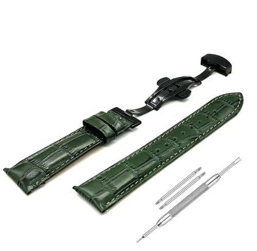 Image of Lineon 22mm Half Padded Premium Leather Mens Watch Strap with ButterFly Lock For Branded Watches Tool and Pins Include