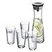 Produktbild WMF Basic Wasserkaraffe-Set 5-teilig, Karaffe 1l mit 4 Wassergläser 250ml, Glaskaraffe mit Deckel, Silikondeckel, Wasserkaraffe mit Deckel, CloseUp-Verschluss