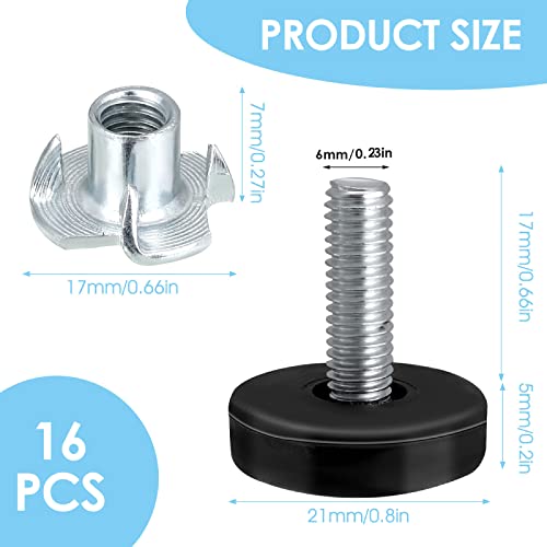 Ouligay 16Pcs Adjustable Levelling Feet M6 Thread Height Adjustable Feet for Furniture Feet Heavy Duty Furniture Levelers Glide Leveling Feet With T-Nuts Screw In Table Chair Feet Floor Protector - Image 2